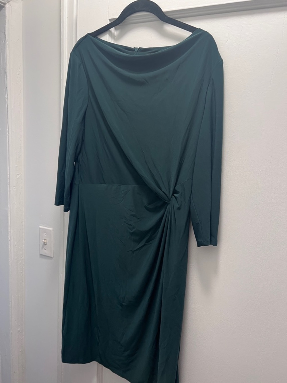 Ralph Lauren Green 3/4 Sleeve Twist-Detail Dress- Size 12